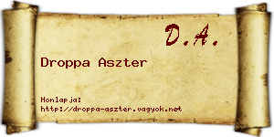 Droppa Aszter névjegykártya